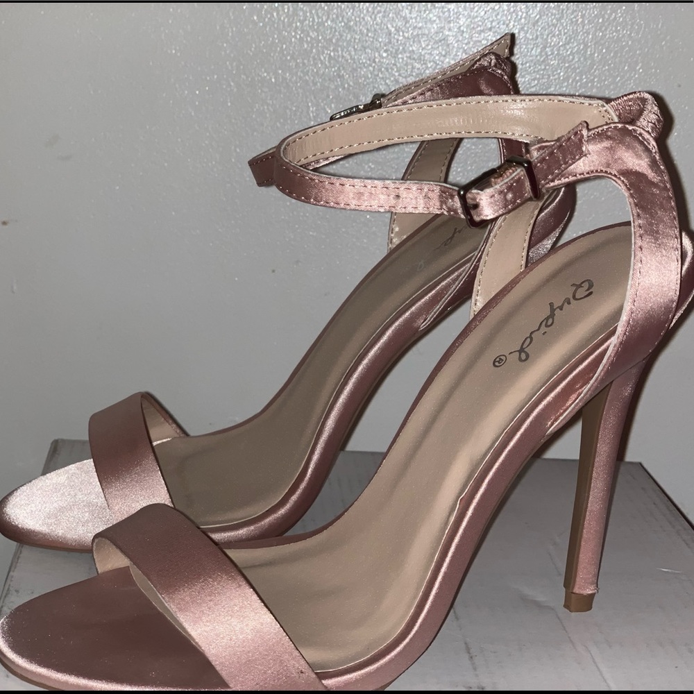 baby pink ankle strap heels